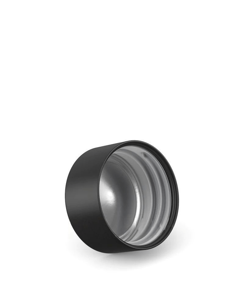 Smooth Push Down and Turn Plastic Caps w/ Foil Liner | 28mm/5mL - Matte Black - 504 Count - Wowie Inc