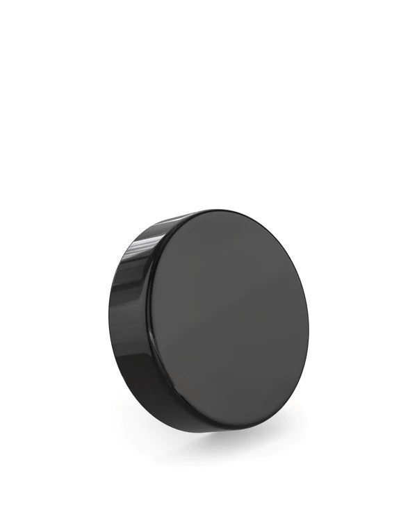 Smooth Push Down and Turn Plastic Caps w/ Foam Liner | 50mm - Glossy Black - 100 Count - Wowie Inc