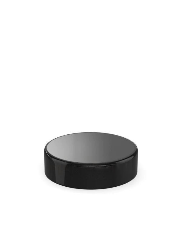 Smooth Push Down and Turn Plastic Caps w/ Foam Liner | 50mm - Glossy Black - 100 Count - Wowie Inc