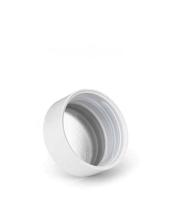 Smooth Push Down and Turn Plastic Caps w/ Foil Liner | 38mm/9mL - Matte White - 320 Count - Wowie Inc