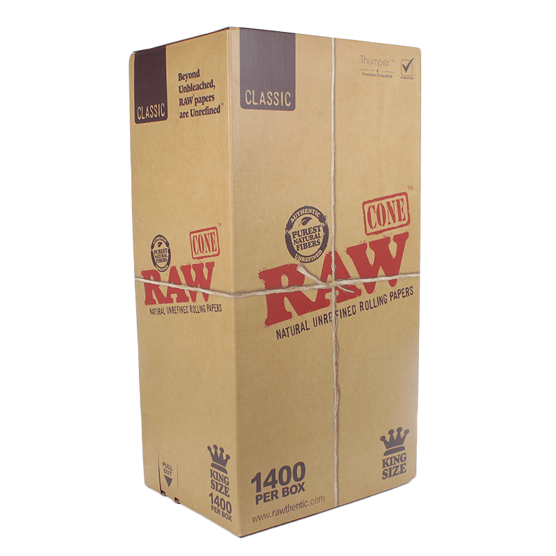 RAW Classic King Size Pre-Rolled Cones - 109mm/26mm tip - 1400 Count - Wowie Inc